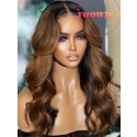 Yoowigs Ombre Brown Deep Parting HD Lace Front Wig Body Wave Long Hairstyles Bleached Knots RY212