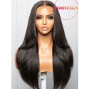 Yoowigs Light Yaki Straight Layer Human Hair HD Lace Front Wig Glueless Bleached Knots RY187