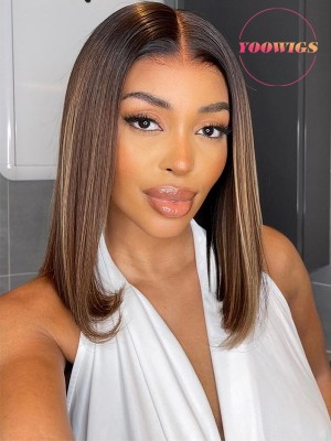 YOOWIGS Ombre Highlight Color 8x6 Glueless 007 Lace Wig Short Bob Hair YLC6